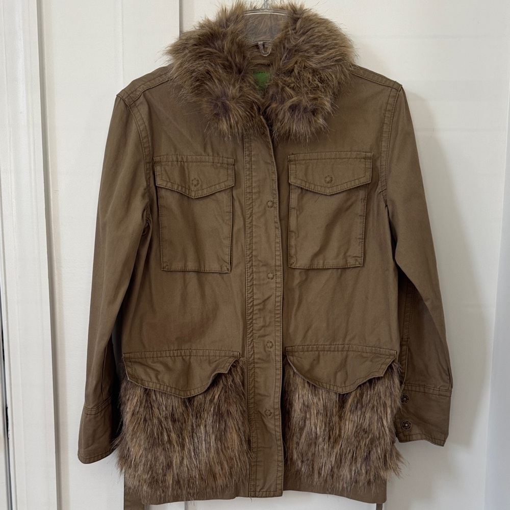 ANTHROPOLOGIE FAUX FUR TRIMMED PARKA Size XS